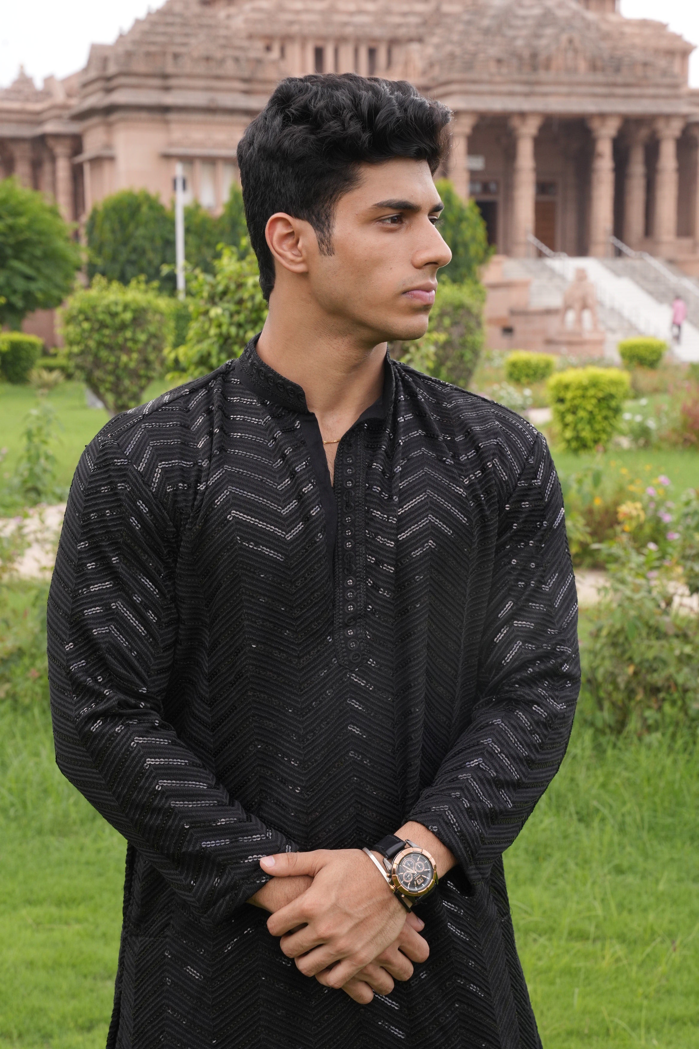 Sultan - Black Sequin kurta
