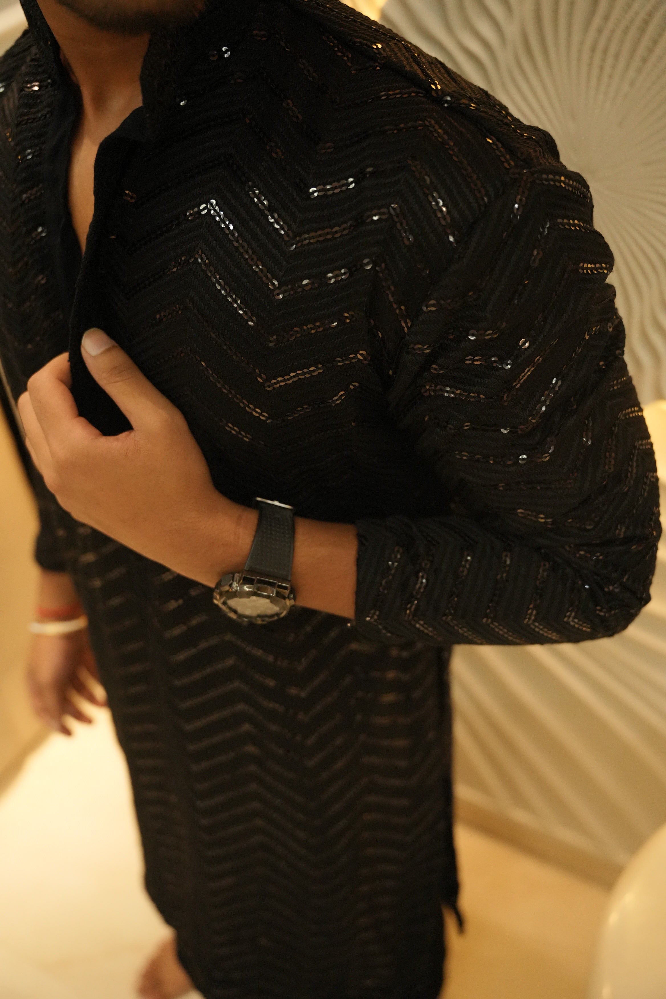 Sultan - Black Sequin kurta