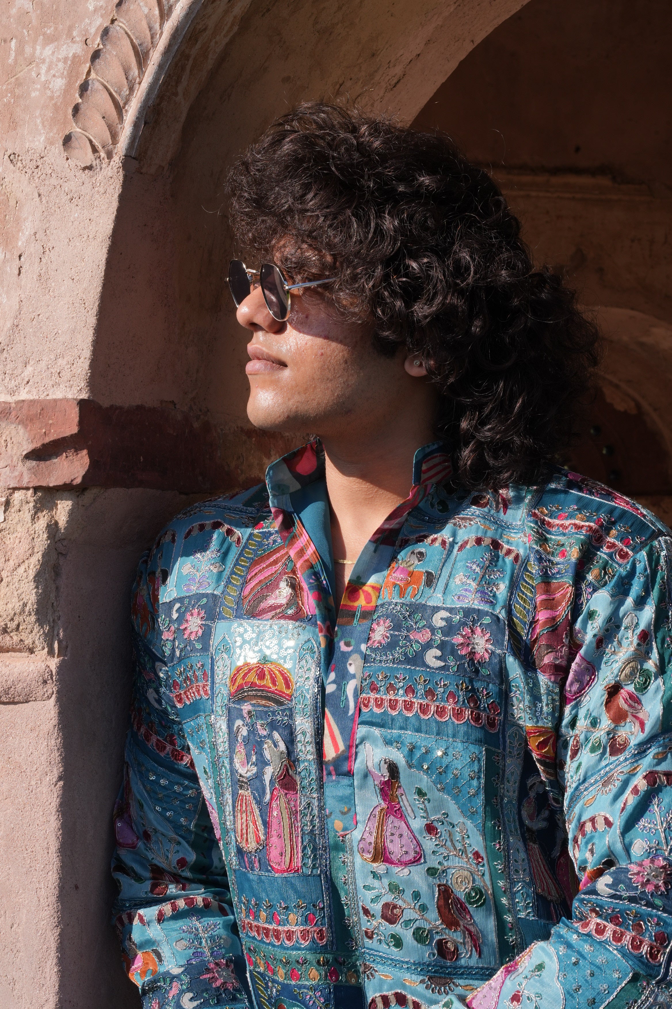 Hukum Rajasthani Embroidered Kurta for Men | Roohdari