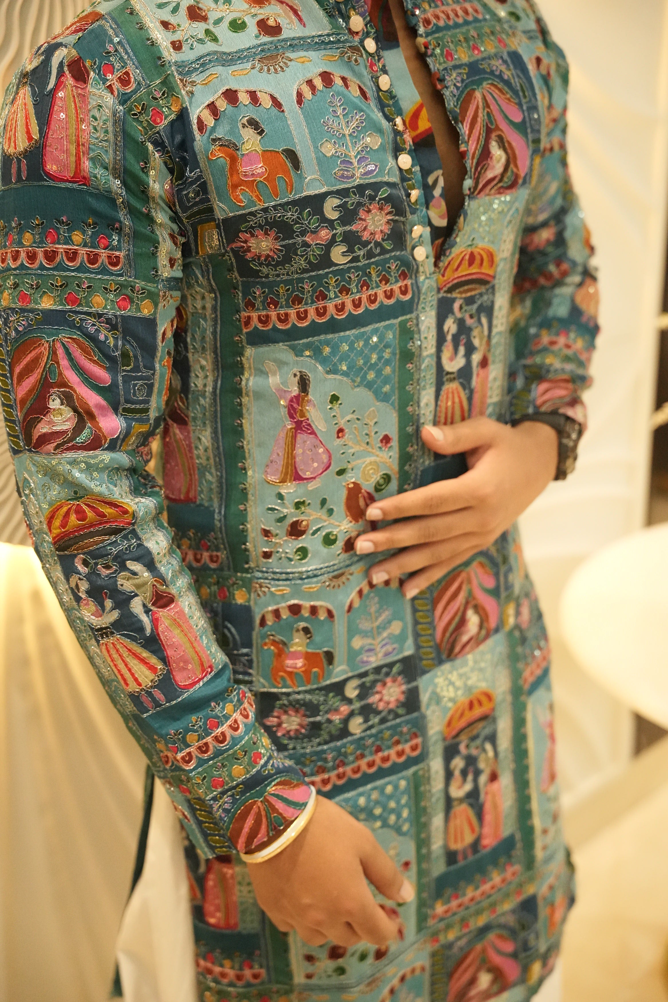 Hukum Rajasthani Embroidered Kurta for Men | Roohdari