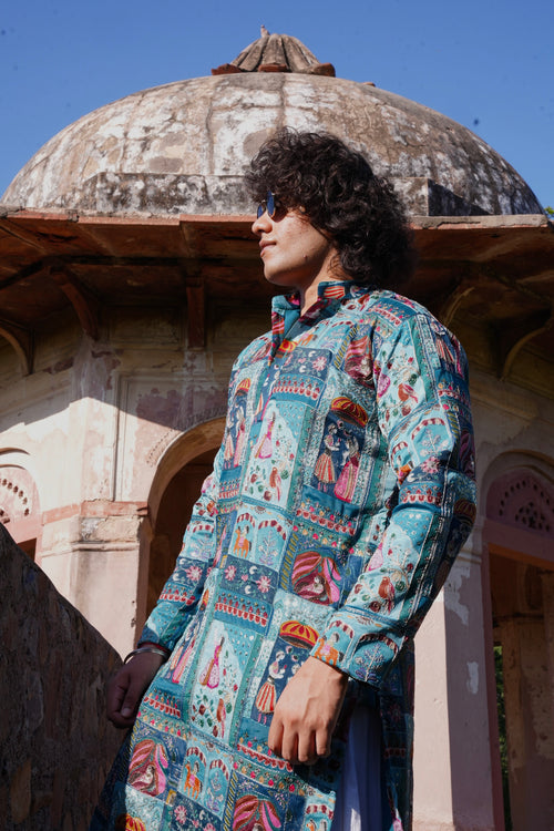 Hukum Rajasthani Embroidered Kurta for Men | Roohdari