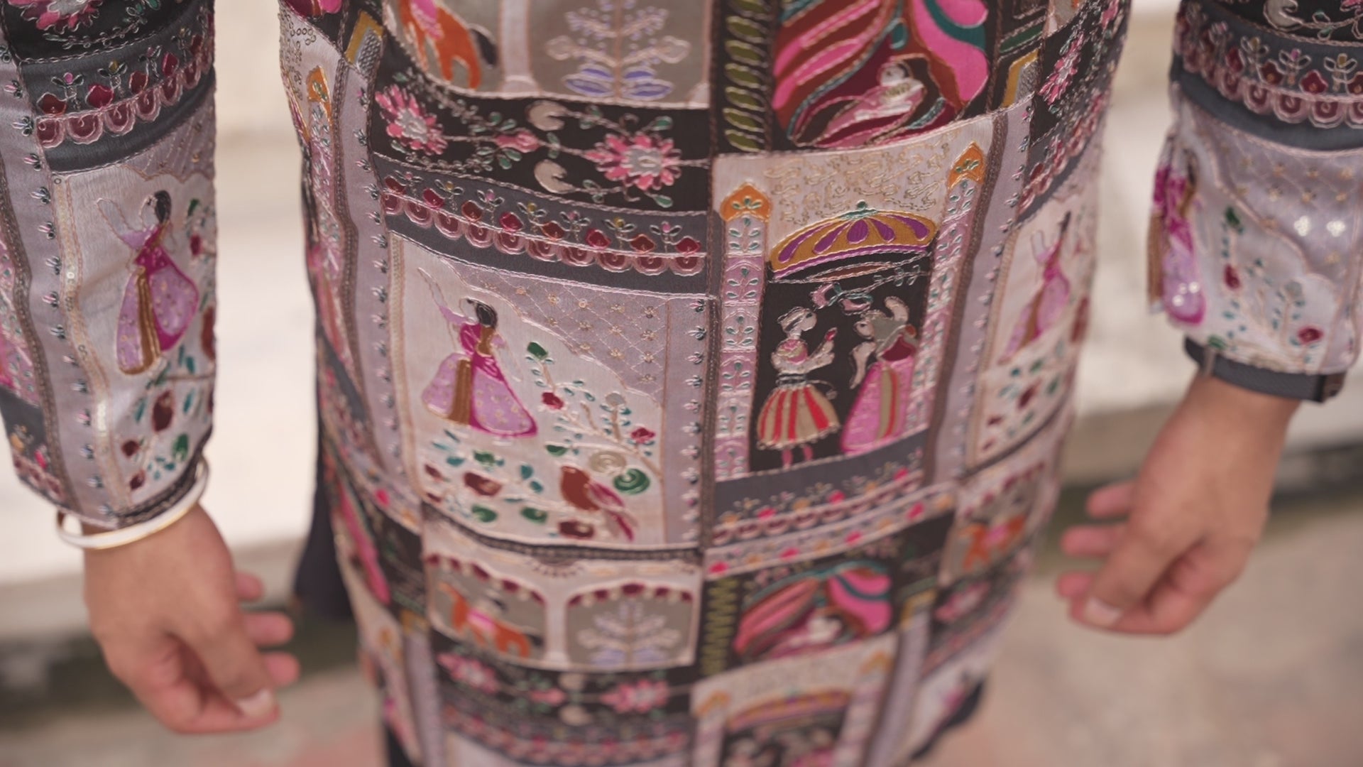 Shenshah Grey Rajasthani Work Kurta for Men | Roohdari